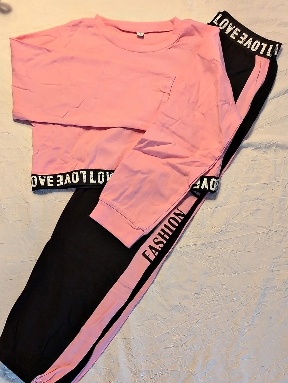 Girls Pink & Black 2-Piece Set Size 140 NWT US Size 8-10/ M